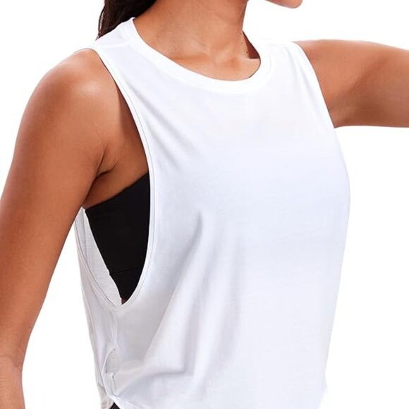 CRZ YOGA Pima Cotton Cropped Tank Top - Picture 3 of 9